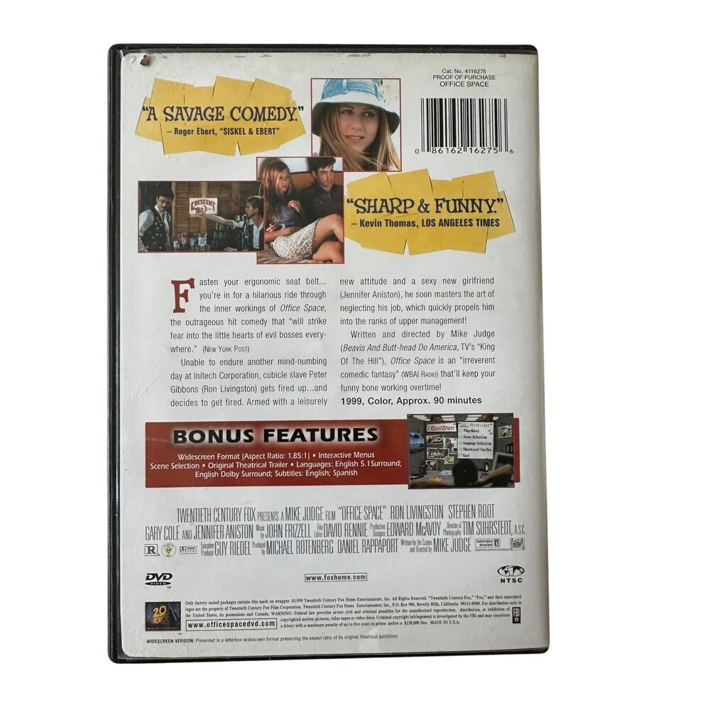 Office Space DVD Mike Judge Cult Comedy Movie Ron Livingston - Picture 2 of 3